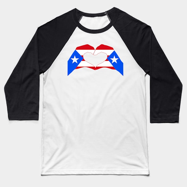 We Heart Puerto Rico Patriot Flag Series (Double) Baseball T-Shirt by Village Values